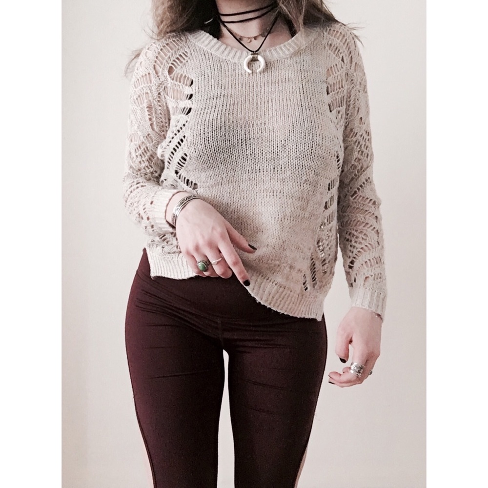Staring at Stars Oversize Crochet Knit Sweater